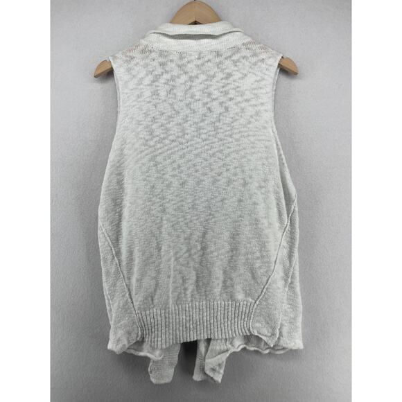 EILEEN FISHER Sweater 1X Organic Cotton Cardigan Vest Drape Open Front White - Picture 3 of 13